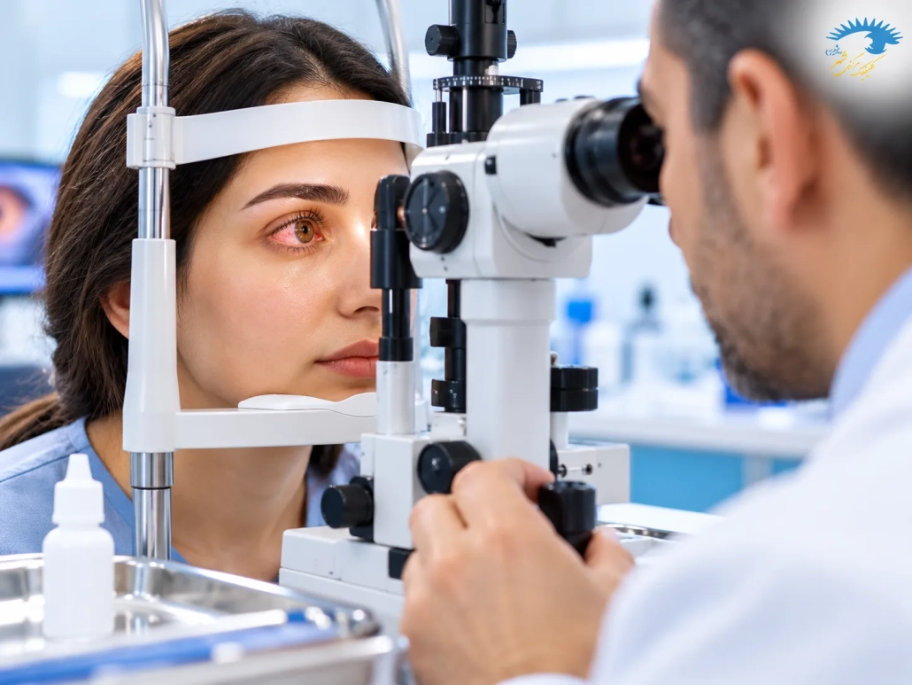 معاینه قرمزی و عفونت چشم پیش از تجویز قطره لووفلوکساسین