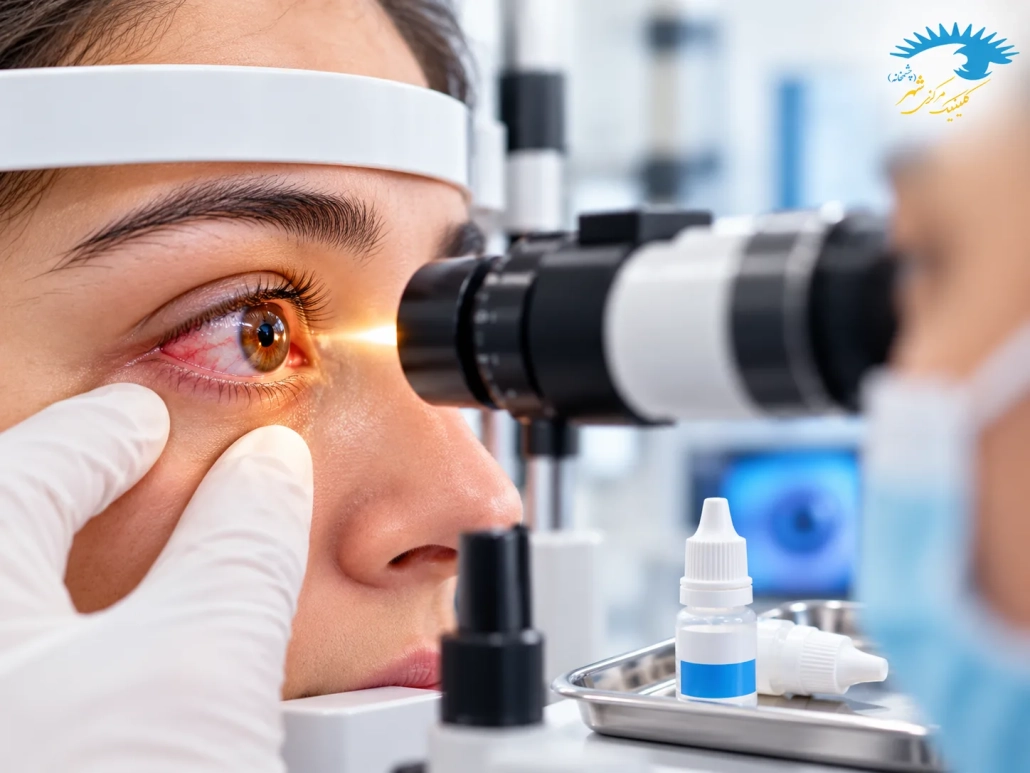 معاینه عفونت و قرمزی چشم قبل از تجویز قطره جنتامایسین