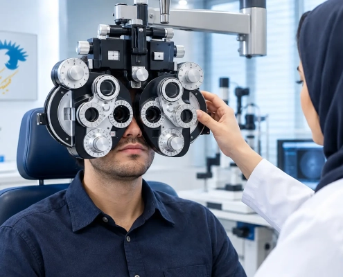 معاینه چشم با دستگاه فروپتر Phoropter