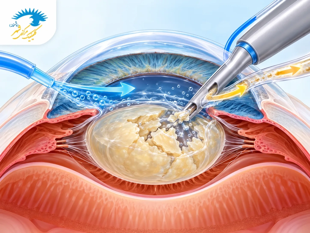 نحوه فیکوامولسیفیکاسیون عدسی و مدیریت جریان مایعات داخل چشم